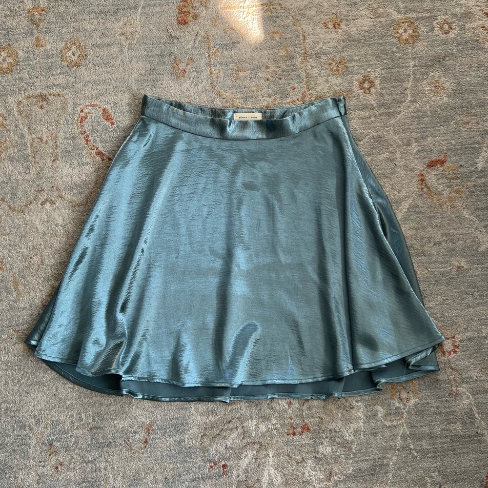 Silence + Noise Metallic Teal Skater Skirt